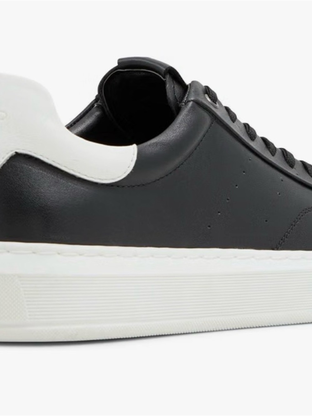 Aldo Black Leather Sneakers with White Heel Accent